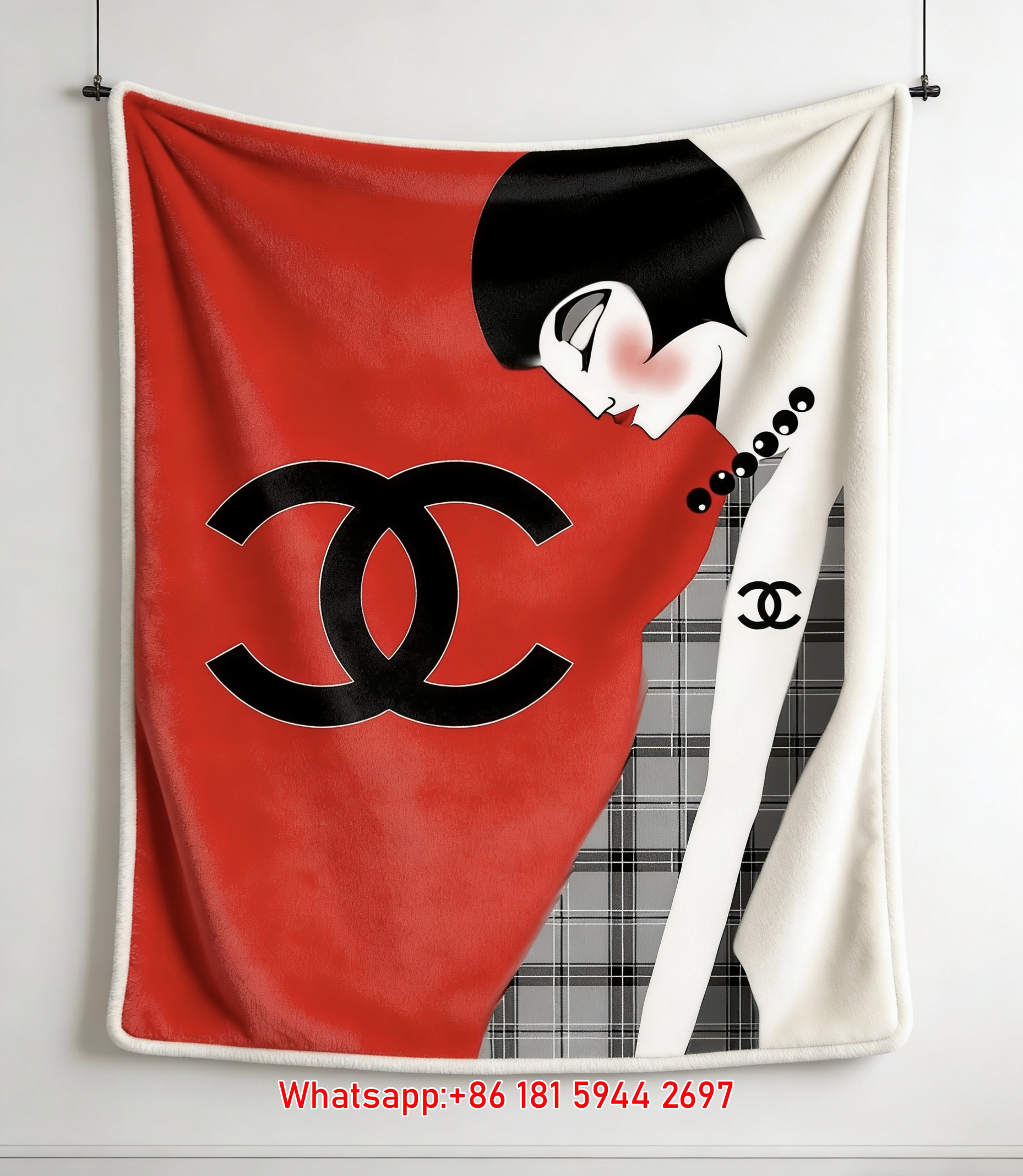Chanel Style Fashion Girl Flannel Throw Blanket IMG_7364